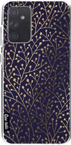 Casetastic Samsung Galaxy A72 (2021) 5G / Galaxy A72 (2021) 4G Hoesje - Softcover Hoesje met Design - Berry Branches Navy Gold Print