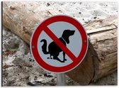 Dibond - Bord met Verboden Te Poepen voor Honden - 40x30cm Foto op Aluminium (Met Ophangsysteem)