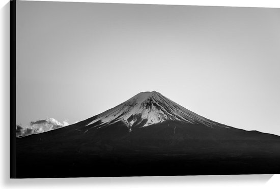 Canvas  - Besneeuwde Berg (Zwart Wit) - 90x60cm Foto op Canvas Schilderij (Wanddecoratie op Canvas)