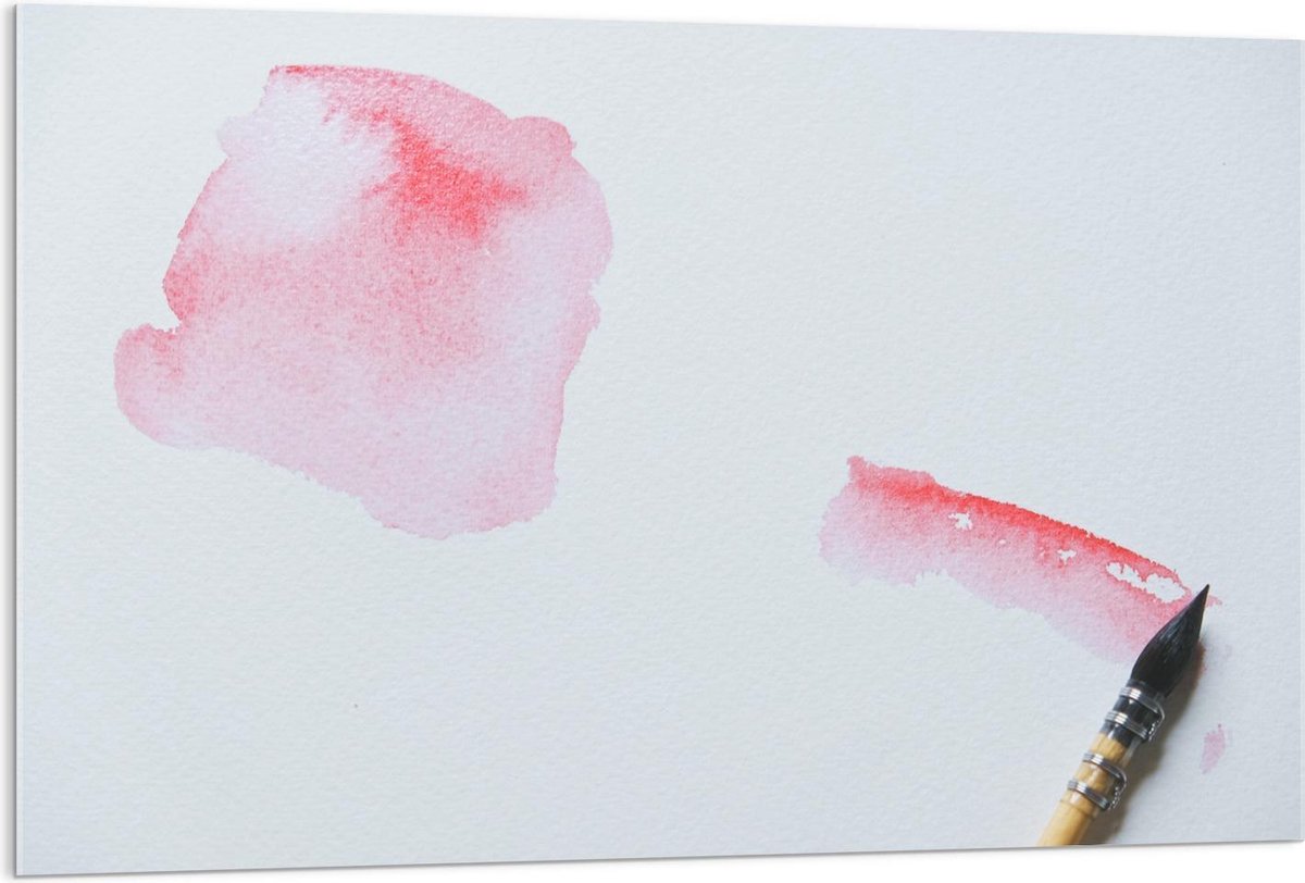 Acrylglas - Waterverf in het Roze - 120x80cm Foto op Acrylglas (Wanddecoratie op Acrylglas)
