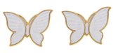 Behave® Oorbellen oorstekers vlinder goud kleur met wit emaille 1,5 cm