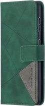 Samsung Galaxy S21 Hoesje Wallet Book Case Geometrisch Design Groen