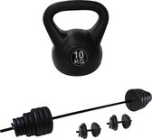 Tunturi - Fitness Set - Vinyl Barbell/Dumbbell Set 50Kg  - Kettlebell 10 kg