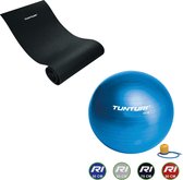 Tunturi - Fitness Set - Fitnessmat 160 x 60 x 0,7 cm - Gymball Zilver 75 cm