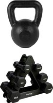 Tunturi - Fitness Set - Dumbbell Opbergrek incl 2x 1 t/m 3 dumbbells - Kettlebell 16 kg