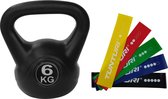 Tunturi - Fitness Set - Weerstandsbanden 5 stuks - Kettlebell 6 kg