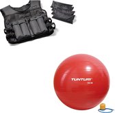 Tunturi - Fitness Set - Gewichtsvest 10 kg - Gymball Rood 55 cm