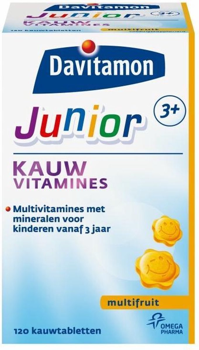Davitamon Junior 3+ Kauwvitamines - multivitamine kinderen - multifruit - 120 tabletten