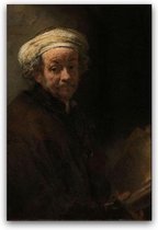 Schilderij  Zelfportret apostel Paulus - Rembrandt - Rijksmuseum - Foto op canvas - Canvasposter met ophangsysteem - 60 x 90 cm