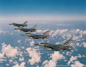 Schilderij F-16 vliegtuigen in formatie - Plexiglas - Koninklijke Luchtmacht - 80 x 70 cm