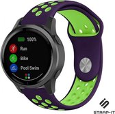 Strap-it Sport siliconen bandje - geschikt voor Garmin Vivoactive 4 45mm / Garmin Venu 2 - paars/groen