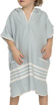 Kinder Strandponcho Hamam Light Blue - 2-3 jaar - - jongens/meisjes/unisex pasvorm - poncho handdoek voor kinderen met capuchon - zwemponcho - badcape - badponcho