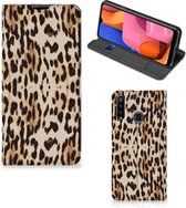 Smartphone Hoesje Geschikt voor Samsung Galaxy A20s Book Cover Leopard
