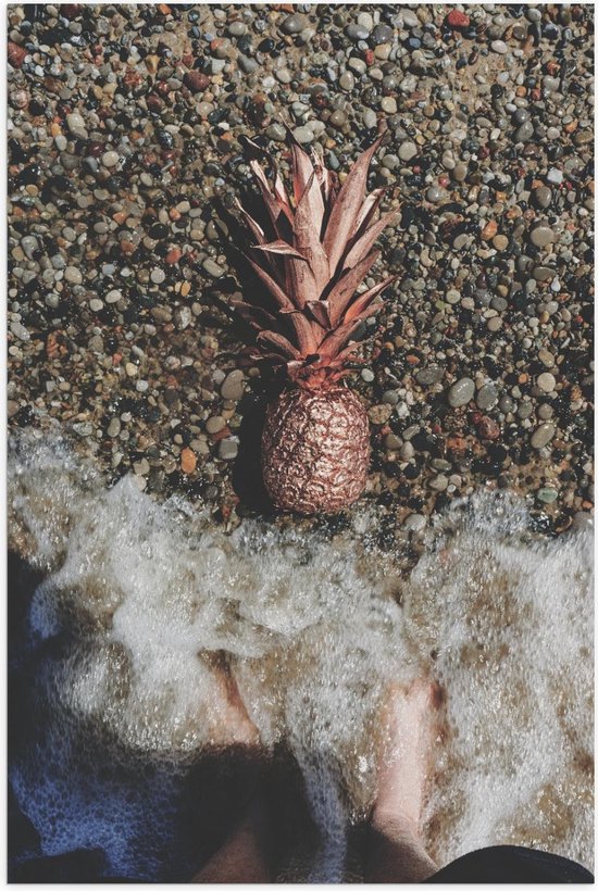 Poster – Gouden Ananas Spoelt aan - 40x60cm Foto op Posterpapier