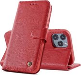 Echt Lederen Book Case Hoesje - Leren Portemonnee Telefoonhoesje - Geschikt voor iPhone 12  / iPhone 12 Pro - Rood