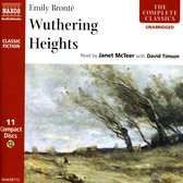 Boekcover van Wuthering Heights, met schilderij van scheve bomen in de wind. "Wuthering Heights", "11 Compact Discs", "Naxos AudioBooks".