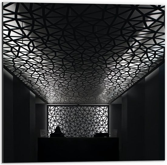 Dibond - Plafond met Patroon (Zwart/wit) - 50x50cm Foto op Aluminium (Met Ophangsysteem)