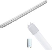 LED TL Armatuur met T8 Buis Incl. Starter - Pragmi Housing Pro - 120cm Enkel - 16W - Helder/Koud Wit 6400K - Waterdicht IP65 - BSE