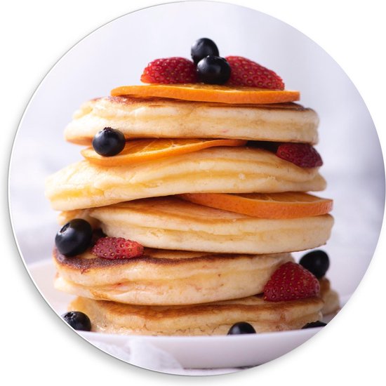 Forex Wandcirkel - Engelse Pancakes - 50x50cm Foto op Wandcirkel (met ophangsysteem)