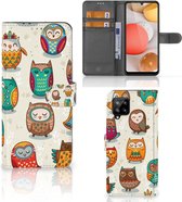 Bookcover Case Geschikt voor Samsung Galaxy A42 5G Telefoonhoesje Vrolijke Uilen