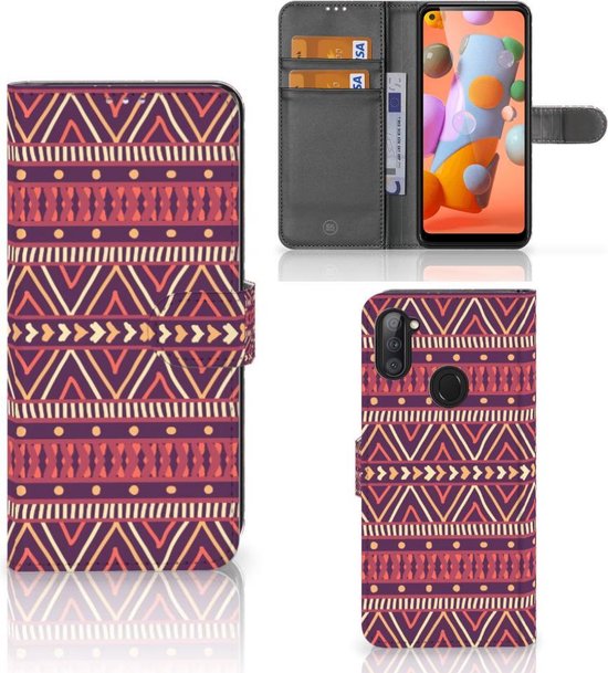 Coque Samsung Galaxy M11 | A11 Portefeuille Livre Aztec Violet