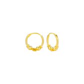 Oorbellen dames | Oorringen | Gold plated Bali hoops met slingertje, bolletjes en spiraaltjes