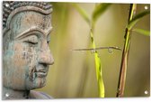 Tuinposter – Hoofd van een Budha - 90x60cm Foto op Tuinposter  (wanddecoratie voor buiten en binnen)
