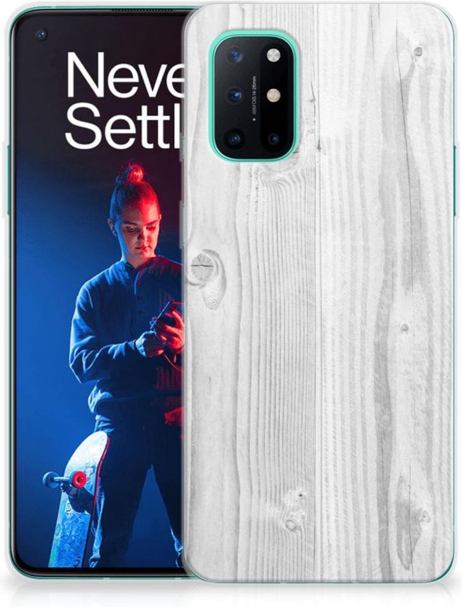 OnePlus 8T Bumper Hoesje White Wood
