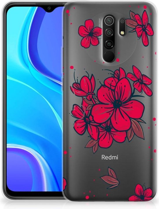 Coque Téléphone pour Xiaomi Redmi 9 Bumper Housse Etui Fleur Rouge
