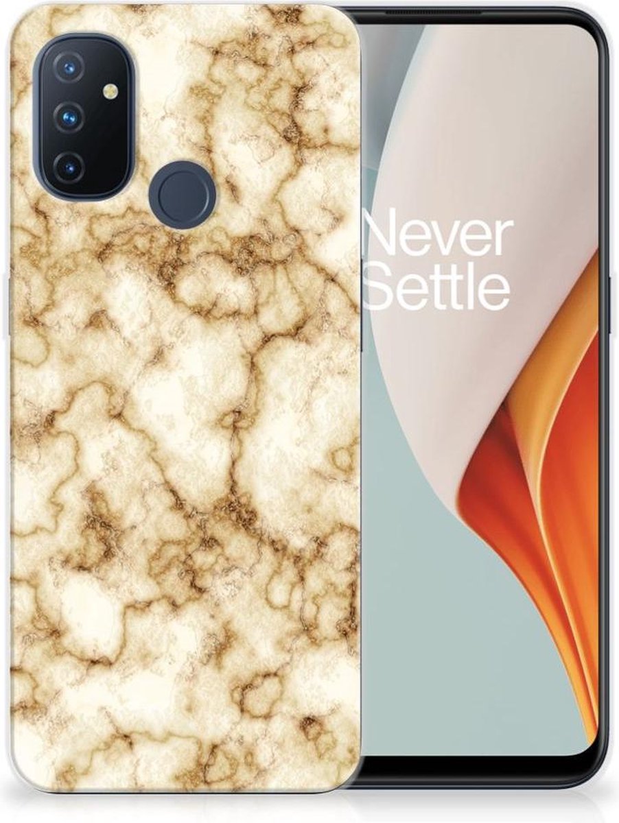 OnePlus Nord N100 TPU Siliconen Hoesje Marmer Goud