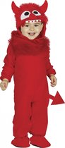 Duivel Kostuum | Razend Rood Monster | Jongen | 1 - 2 jaar | Halloween | Verkleedkleding