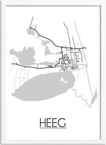 Heeg Plattegrond poster A2 + Fotolijst Wit (42x59,4cm) - DesignClaud