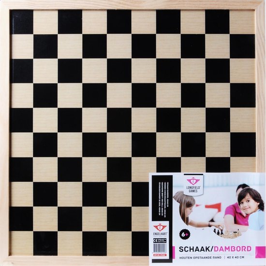 Houten schaakbord/Dambord 40 x 40 cm - en schaken spellen - dubbelzijdig | Games | bol.com