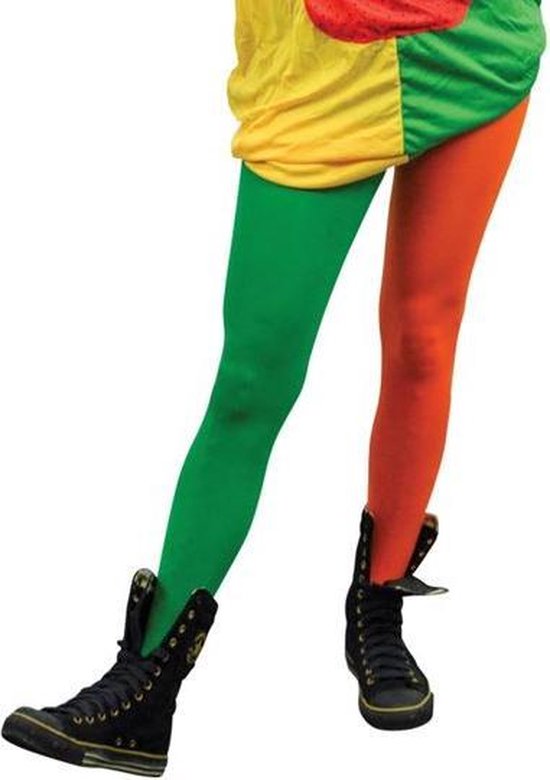 Foto: Panty oranje groen verkleedkleding maat m