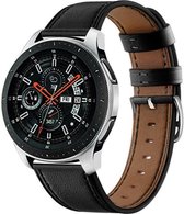 Leer Smartwatch bandje - Geschikt voor  Samsung Galaxy Watch 46mm bandje leer - strak-zwart - Horlogeband / Polsband / Armband