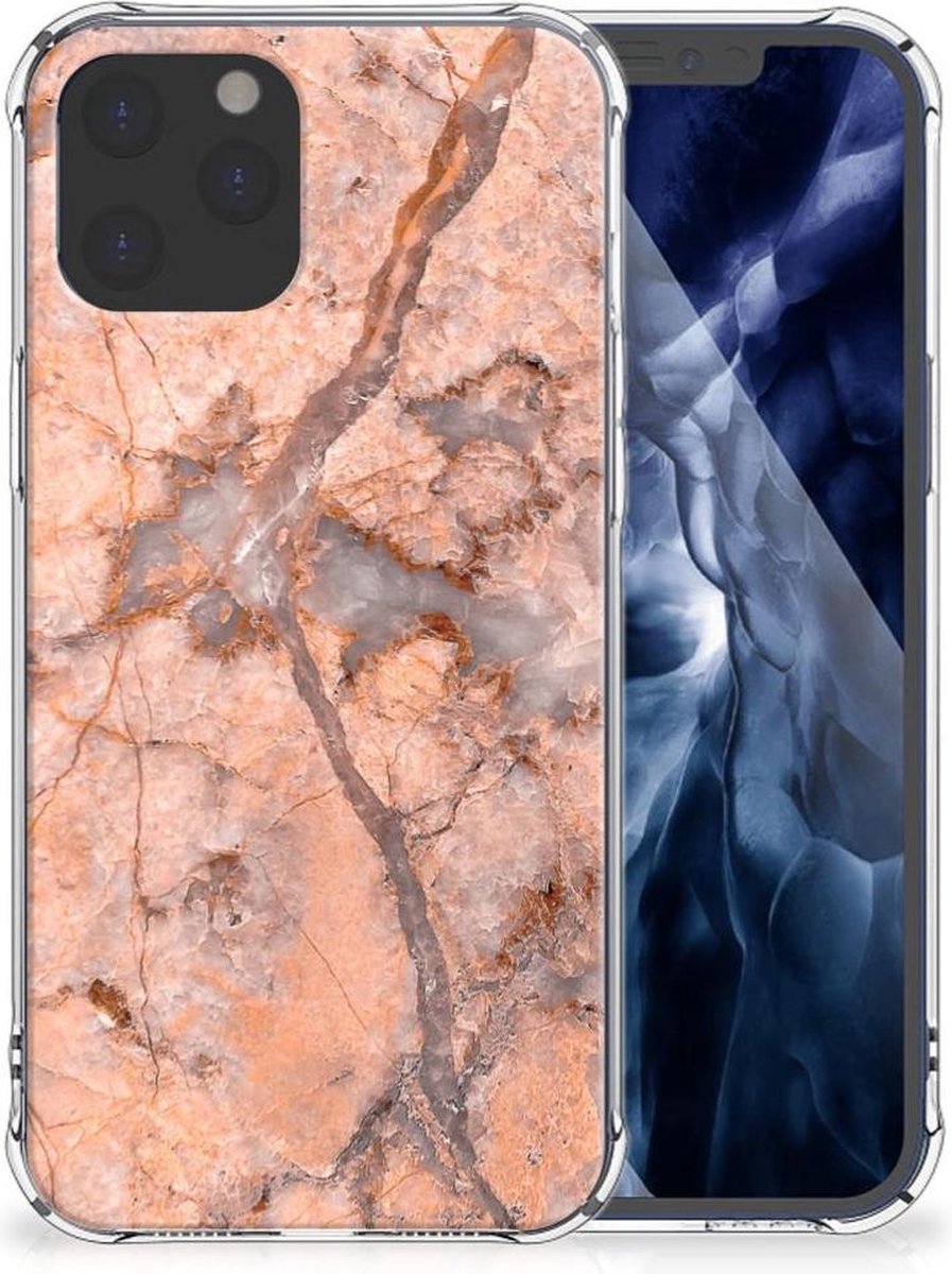 iPhone 12 Pro Max Anti-Shock Hoesje Marmer Oranje