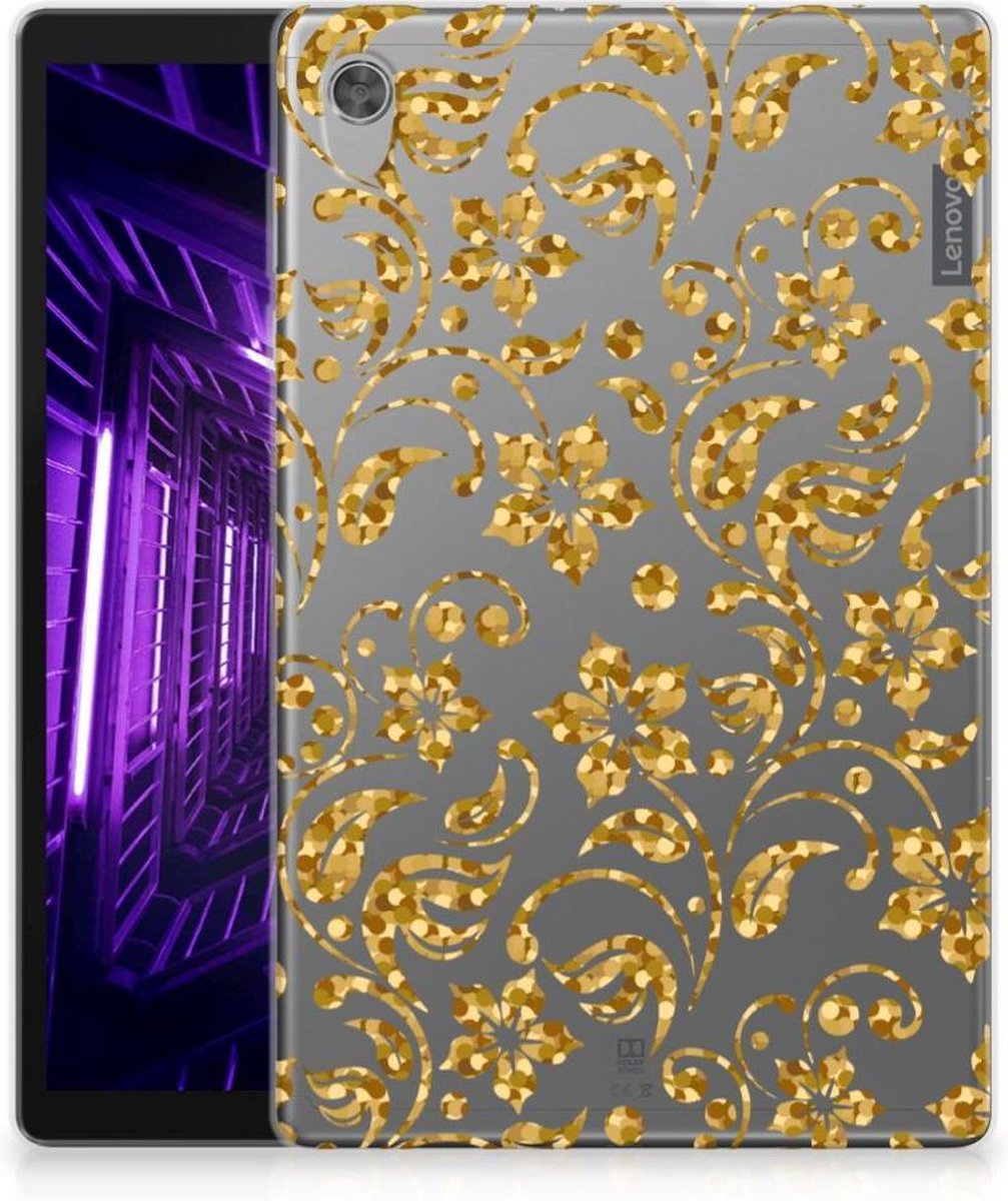 Lenovo Tab M10 HD (2de generatie) Siliconen Hoesje Gouden Bloemen