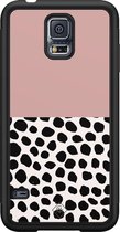 Samsung S5 hoesje - Stippen roze | Samsung Galaxy S5 case | Hardcase backcover zwart