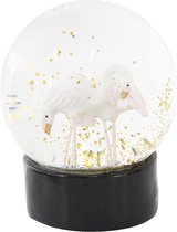 Clayre & Eef Sneeuwbol Flamingo Ø 10*13 cm Wit Kunststof / Glas Rond flamingo's Snowglobe