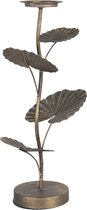 Clayre & Eef Kandelaar 22*21*54 cm Koperkleurig Metaal Blaadjes Kaarsenstandaard