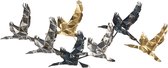 Clayre & Eef Wanddecoratie 128*5*48 cm Meerkleurig Metaal Rechthoek Vogels Muurdecoratie Wandversiering