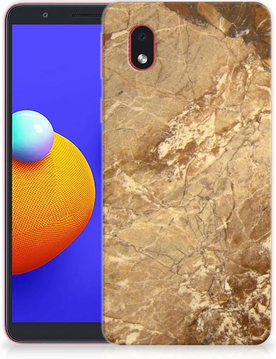 Samsung Galaxy A01 Core TPU Siliconen Hoesje Marmer Creme