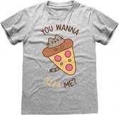 Pusheen - Wanna Pizza Me Fitted T-Shirt Grijs
