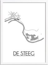 De Steeg Plattegrond poster A2 + Fotolijst Wit (42x59,4cm) - DesignClaud