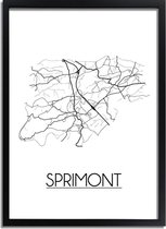 Sprimont Plattegrond poster A3 + Fotolijst Zwart (29,7x42cm) - DesignClaud