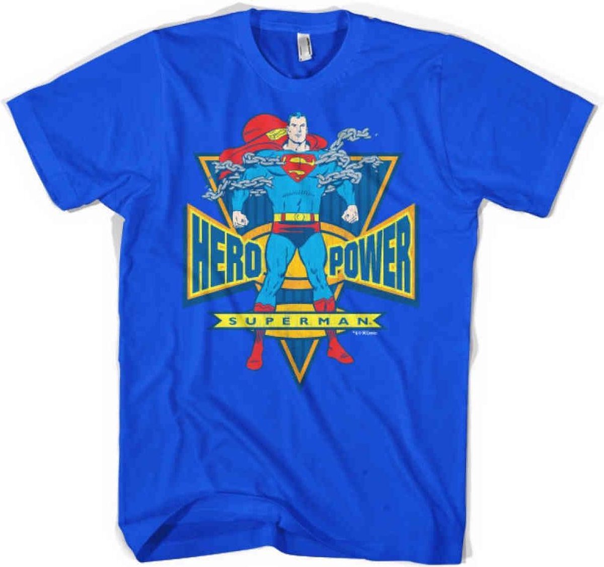 DC Comics Superman Heren Tshirt -M- World Hero Blauw