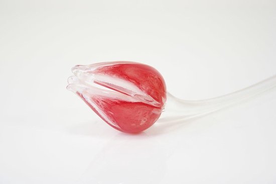 Glazen Bloem Tulp Rood/wit, Tulpen Van Glas, Jubileum Cadeau | Kunstbloemen