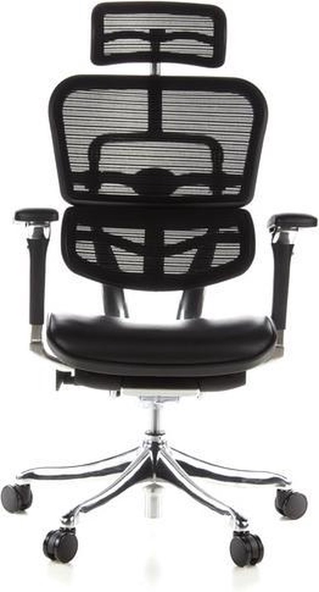 Bureaustoel - Met Armleuning - Leder - Zwart - Ergonomisch