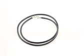 AuBor ®. Leren ketting met zilveren sluiting.  Grijs. 3mm × 90cm