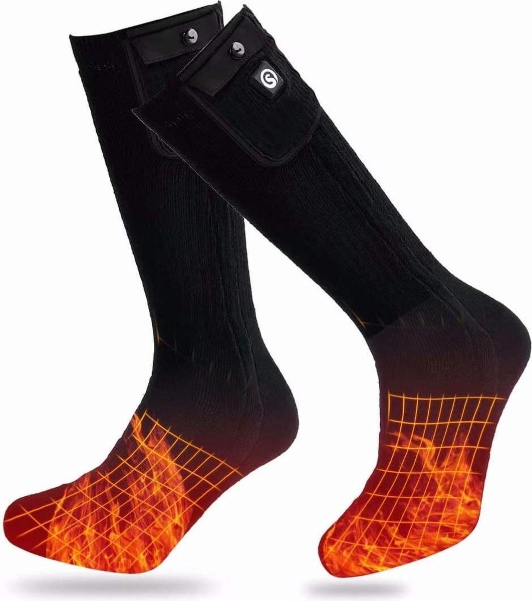 Chaussettes chauffantes pour enfants – Chaussettes chauffantes électriques chauffe-pieds pour garçons et filles avec batterie de 4000 mAh, 3 niveaux de chauffage